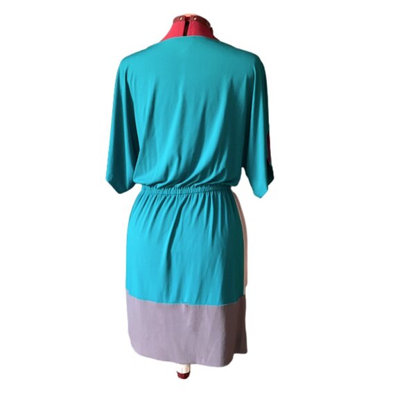 SURI CHIN  | Colorblock Dolman Sleeve Dress |  Teal, grey burgundy | Size 8 - Picture 15 of 15